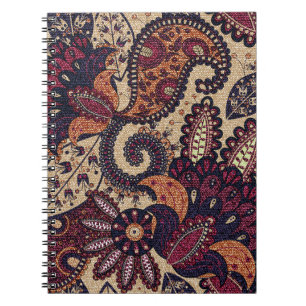 Paisley floral seamless pattern with decorative fl notebook