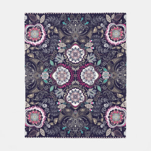 Paisley floral, square pocket design. fleece blanket