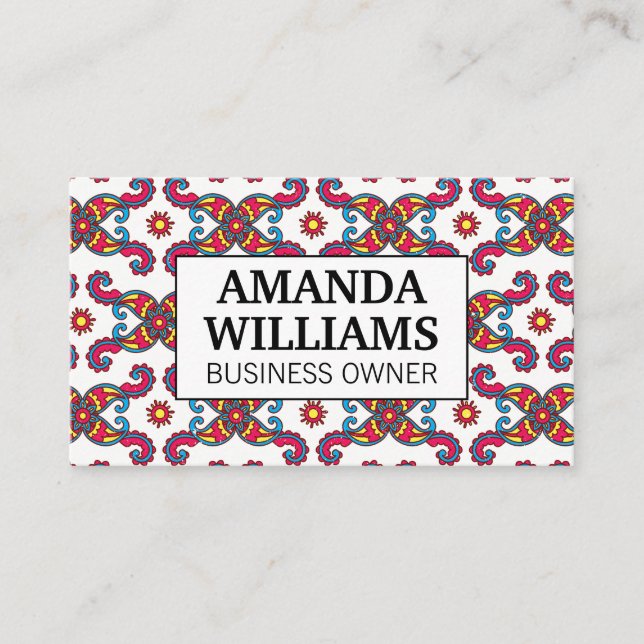 Paisley Flower Pattern Business Card (Front)
