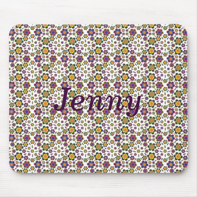 Paisley Flower Pattern Customisable Mousepad (Front)