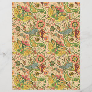 Paisley Flower Scrapbook Paper Vibrant Floral