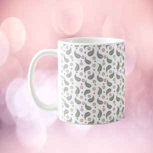 Paisley Flowers Dots Green Rose Purple Coffee Mug