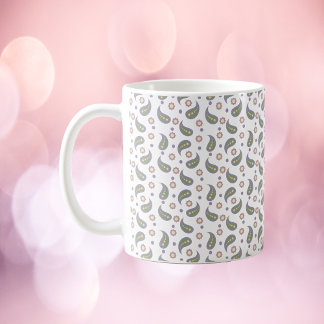 Paisley Flowers Dots Green Rose Purple Coffee Mug