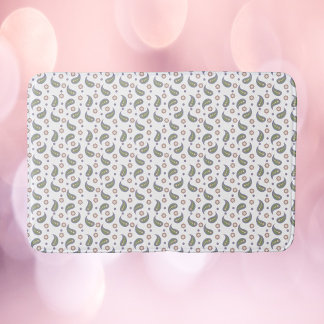 Paisley Flowers Dots Pink Green Purple Bath Mat