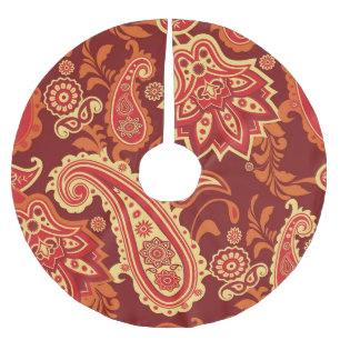 Paisley, flowers: ornamental seamless pattern brushed polyester tree skirt