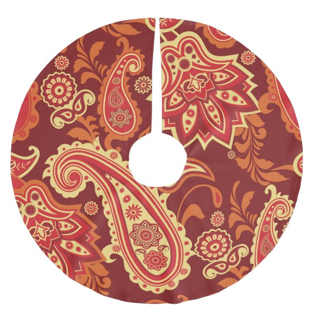 Paisley, flowers: ornamental seamless pattern brushed polyester tree skirt (Front)