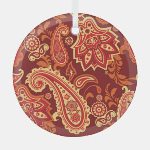 Paisley, flowers: ornamental seamless pattern glass tree decoration