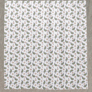 Paisley Flowers Polka Dots Green Pink Purple Shower Curtain