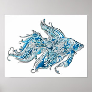Paisley Flowing Fish Poster