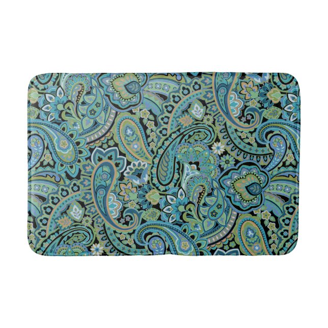 Paisley Forest Green Bath Mat (Front)