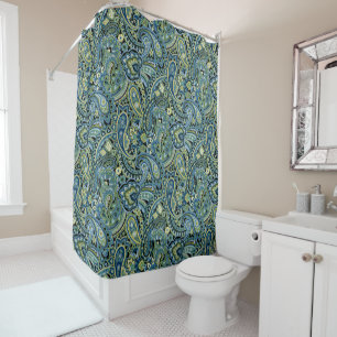 Paisley Forest Green Shower Curtain
