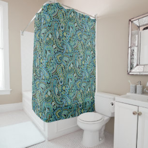 Paisley Forest Green Shower Curtain