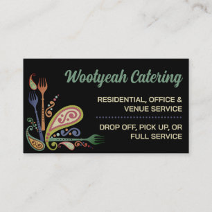 paisley forks cooking catering culinary business c business card