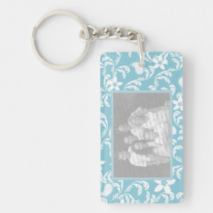Paisley Garden Light Blue Photo Frame Key Ring