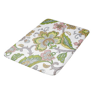 Paisley Garden Stylized Floral Embroidery Bath Mat