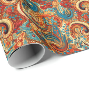 Paisley Golden Flower Abstract Pattern 10 Wrapping Paper