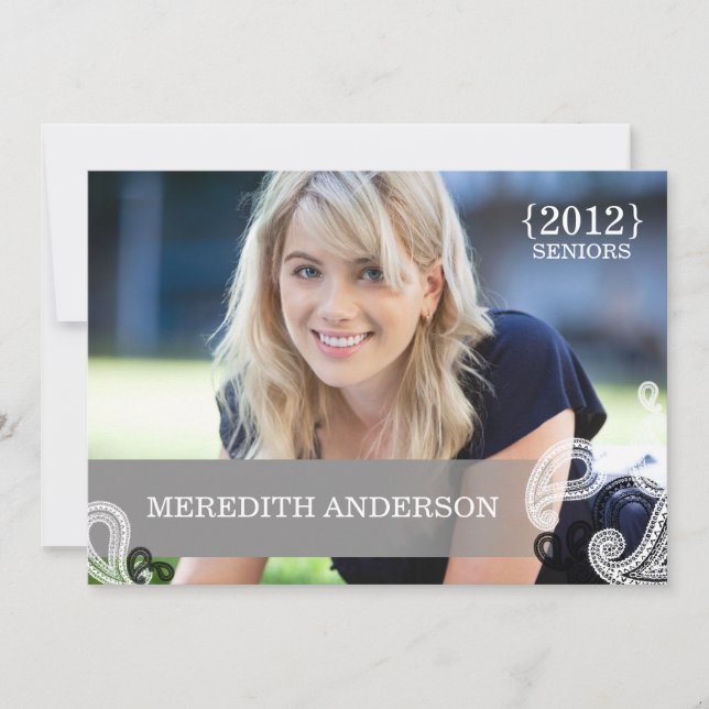Paisley, Graduation Cap Grad 2012 Photo Graduation Invitation (Front)