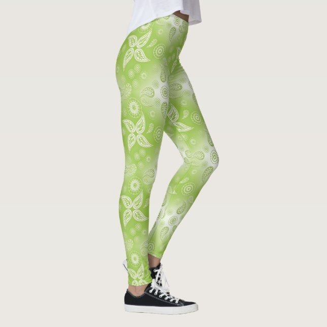 Paisley green summer pattern. leggings (Right)