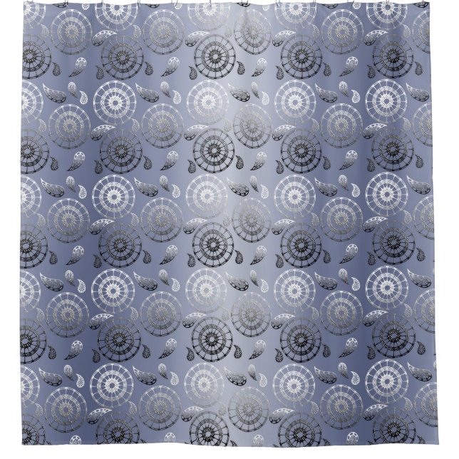 paisley grey ethnic pattern. shower curtain (Front)