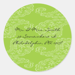 Paisley Happy Birthday Party Sticker Seal green