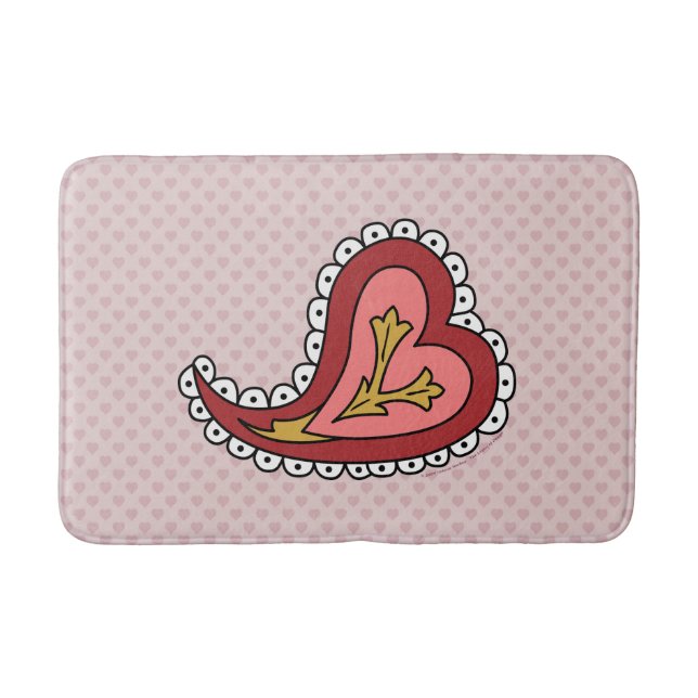 Paisley Heart Bath Mat (Front)