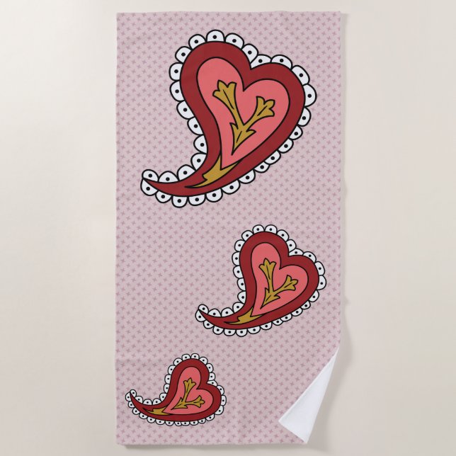 Paisley Heart Beach Towel (Front)