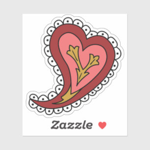 Paisley Heart Contour Sticker