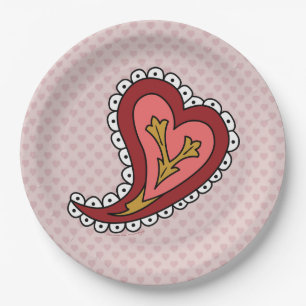 Paisley Heart Paper Plate