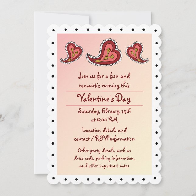 Paisley Heart Party Invitation (Front)