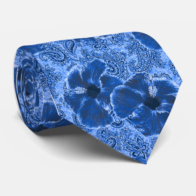 Paisley Hibiscus Retro Single-side Printed Tie (Rolled)