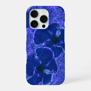 Paisley Hibiscus Vintage Psychedelic Floral Blue iPhone 16 Pro Case