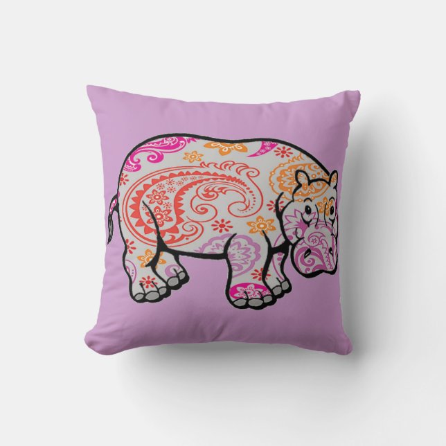 Paisley Hippo Pillow (Front)
