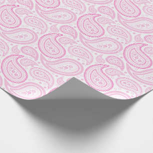 Paisley Hot Pink on White Wrapping Paper