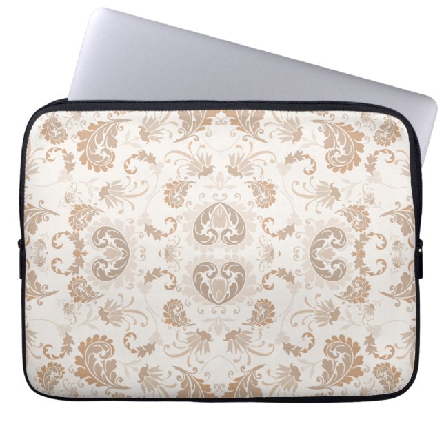Paisley in Beige Aesthetic Modern Tan Brown Laptop Sleeve (Front)