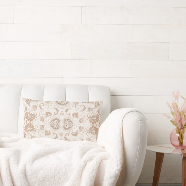 Paisley in Beige Aesthetic Modern Tan Brown Lumbar Cushion (Couch)