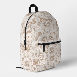 Paisley in Beige Aesthetic Modern Tan Brown Printed Backpack