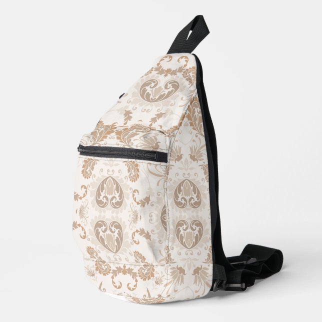 Paisley in Beige Aesthetic Modern Tan Brown Sling Bag (Right Corner)