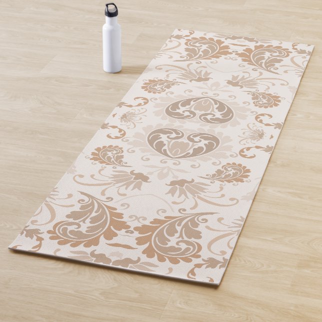 Paisley in Beige Aesthetic Modern Tan Brown Yoga Mat (In Situ)