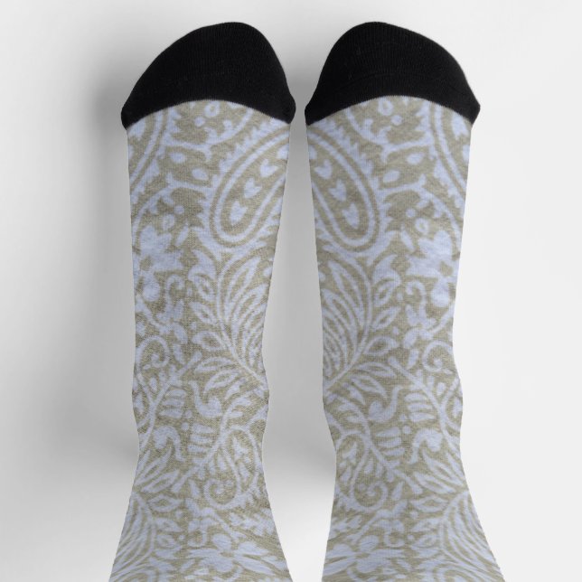 Paisley in beige and white socks (Top)