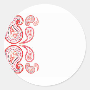 Paisley in orange and pink - middle eastern design classic round sticker