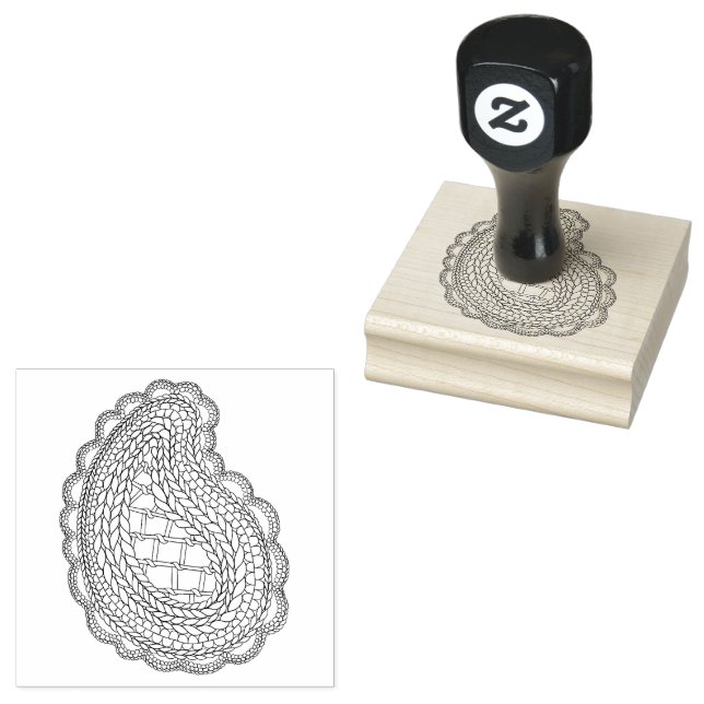 PAISLEY KNIT 2.5" Square Rubber Stamp  (Stamped)