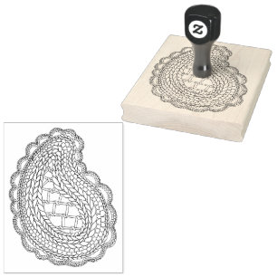 PAISLEY KNIT 4"x5" Rubber Stamp / Vertical