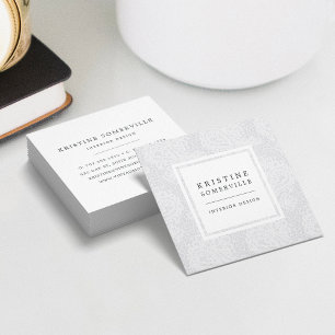Paisley Lace Square Business Cards   Nimbus Grey