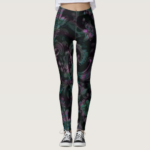 Paisley Leggings: Dark, petrol spill Leggings