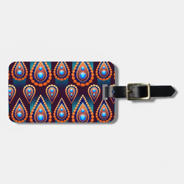 Paisley Like Colourful Jewel Pattern Luggage Tag (Front Horizontal)
