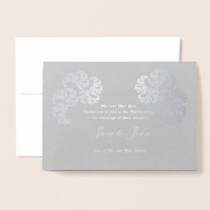 Paisley-Like Fractal Art Design on Grey Foil Card