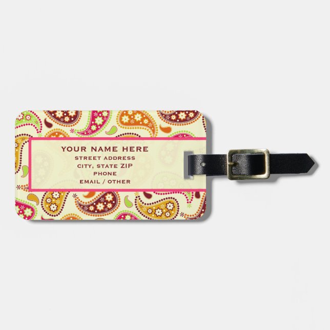 Paisley Luggage Tag (Front Horizontal)