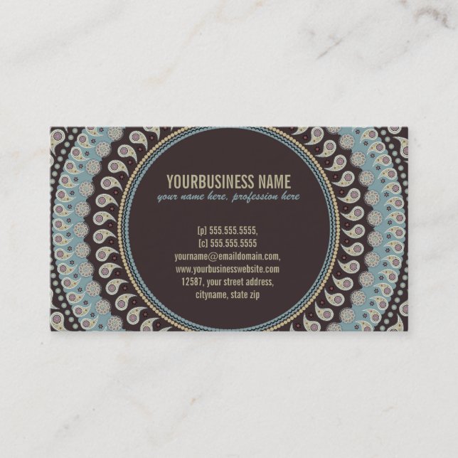 Paisley Mandala - decorative, spiritual Business Card (Front)
