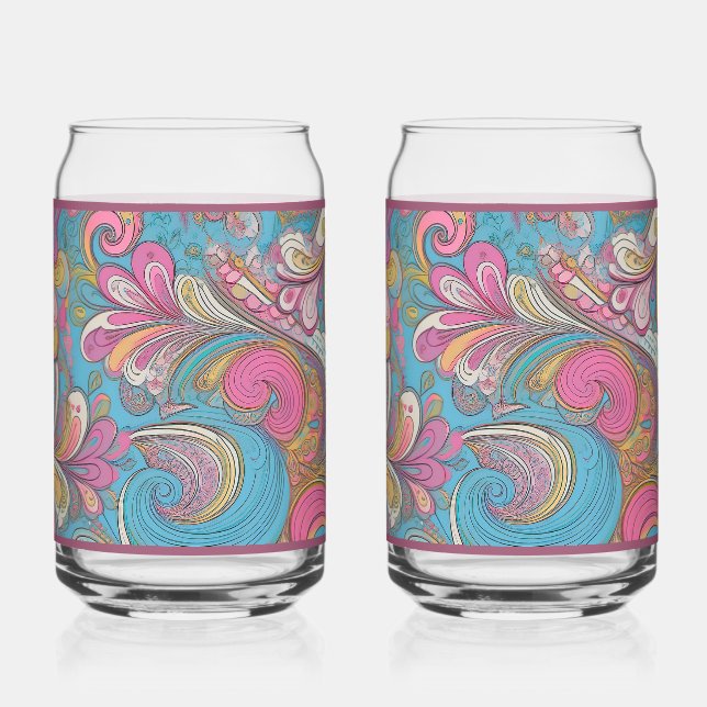 Paisley Mauve Soda Glass (Front)