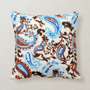 Paisley Mocha Blue Cushion